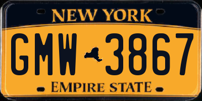 NY license plate GMW3867
