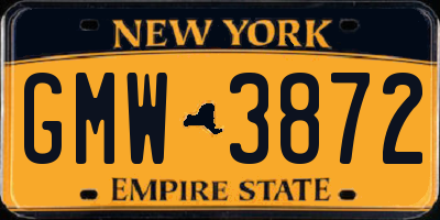 NY license plate GMW3872