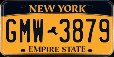 NY license plate GMW3879