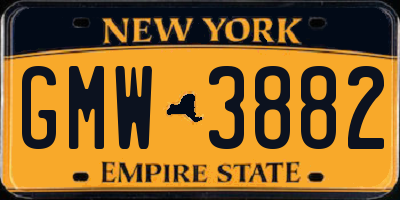 NY license plate GMW3882