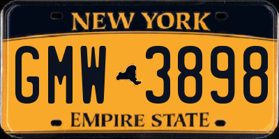 NY license plate GMW3898