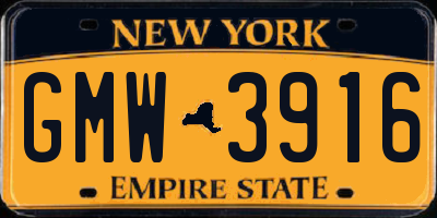 NY license plate GMW3916