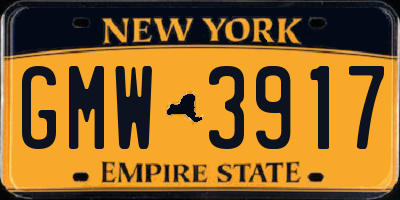 NY license plate GMW3917