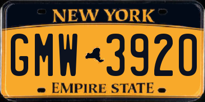 NY license plate GMW3920