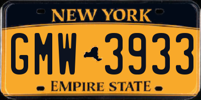 NY license plate GMW3933