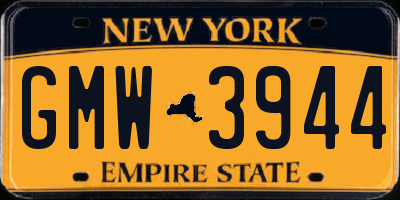 NY license plate GMW3944