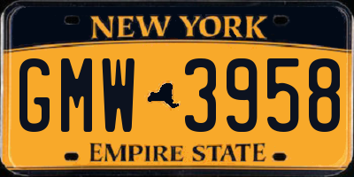 NY license plate GMW3958