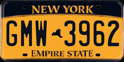 NY license plate GMW3962