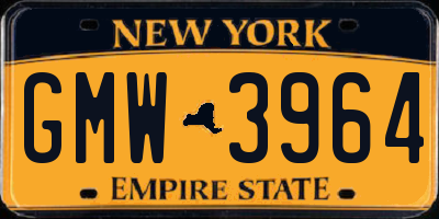 NY license plate GMW3964