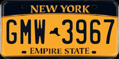 NY license plate GMW3967