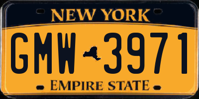 NY license plate GMW3971