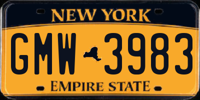 NY license plate GMW3983