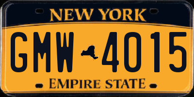 NY license plate GMW4015