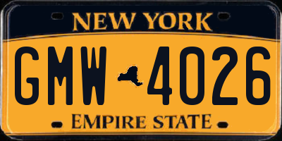 NY license plate GMW4026