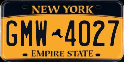 NY license plate GMW4027