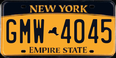 NY license plate GMW4045