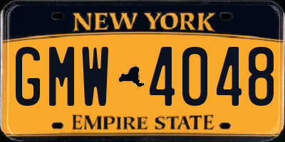 NY license plate GMW4048