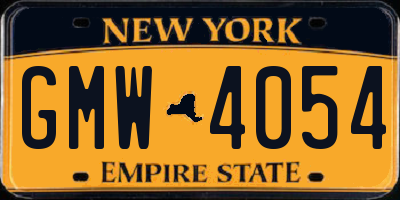NY license plate GMW4054