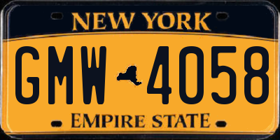 NY license plate GMW4058