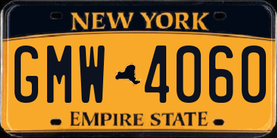 NY license plate GMW4060