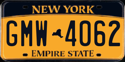 NY license plate GMW4062