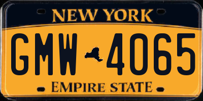 NY license plate GMW4065