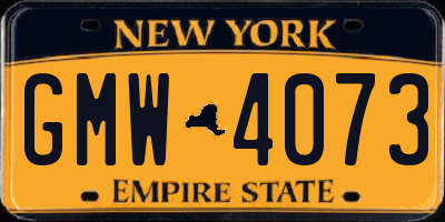 NY license plate GMW4073