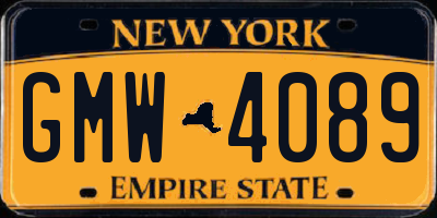 NY license plate GMW4089