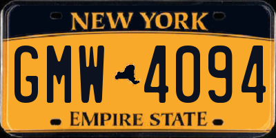 NY license plate GMW4094