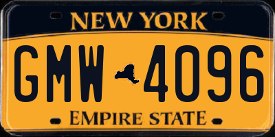 NY license plate GMW4096