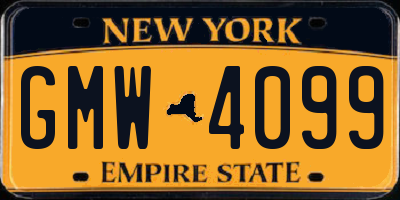 NY license plate GMW4099
