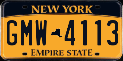 NY license plate GMW4113