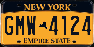 NY license plate GMW4124