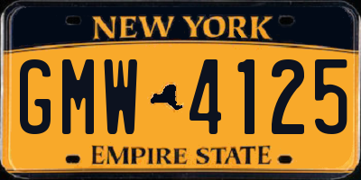 NY license plate GMW4125