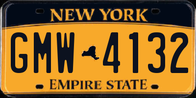 NY license plate GMW4132
