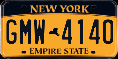 NY license plate GMW4140
