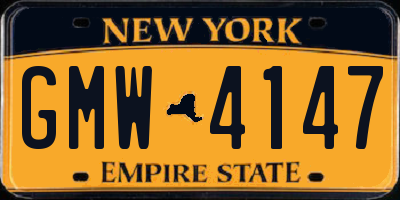 NY license plate GMW4147