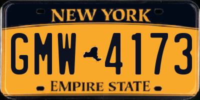 NY license plate GMW4173