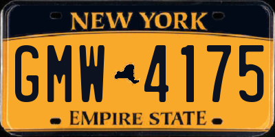 NY license plate GMW4175