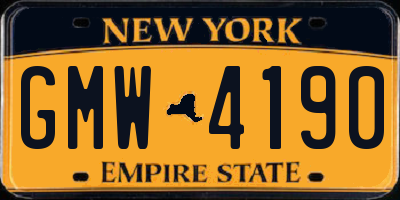 NY license plate GMW4190