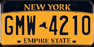 NY license plate GMW4210