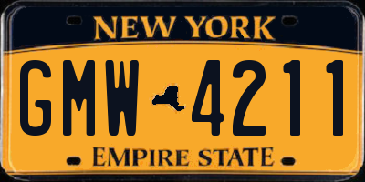 NY license plate GMW4211
