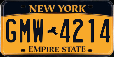 NY license plate GMW4214
