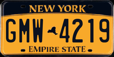 NY license plate GMW4219