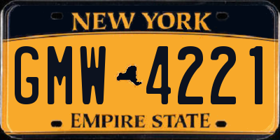 NY license plate GMW4221
