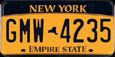NY license plate GMW4235