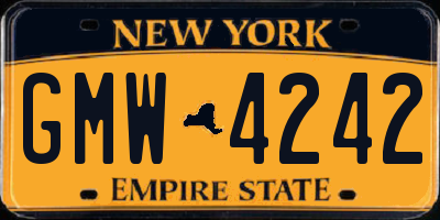 NY license plate GMW4242