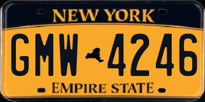 NY license plate GMW4246