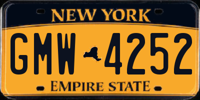 NY license plate GMW4252