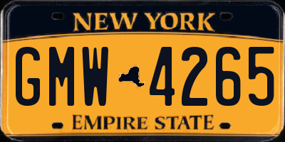 NY license plate GMW4265